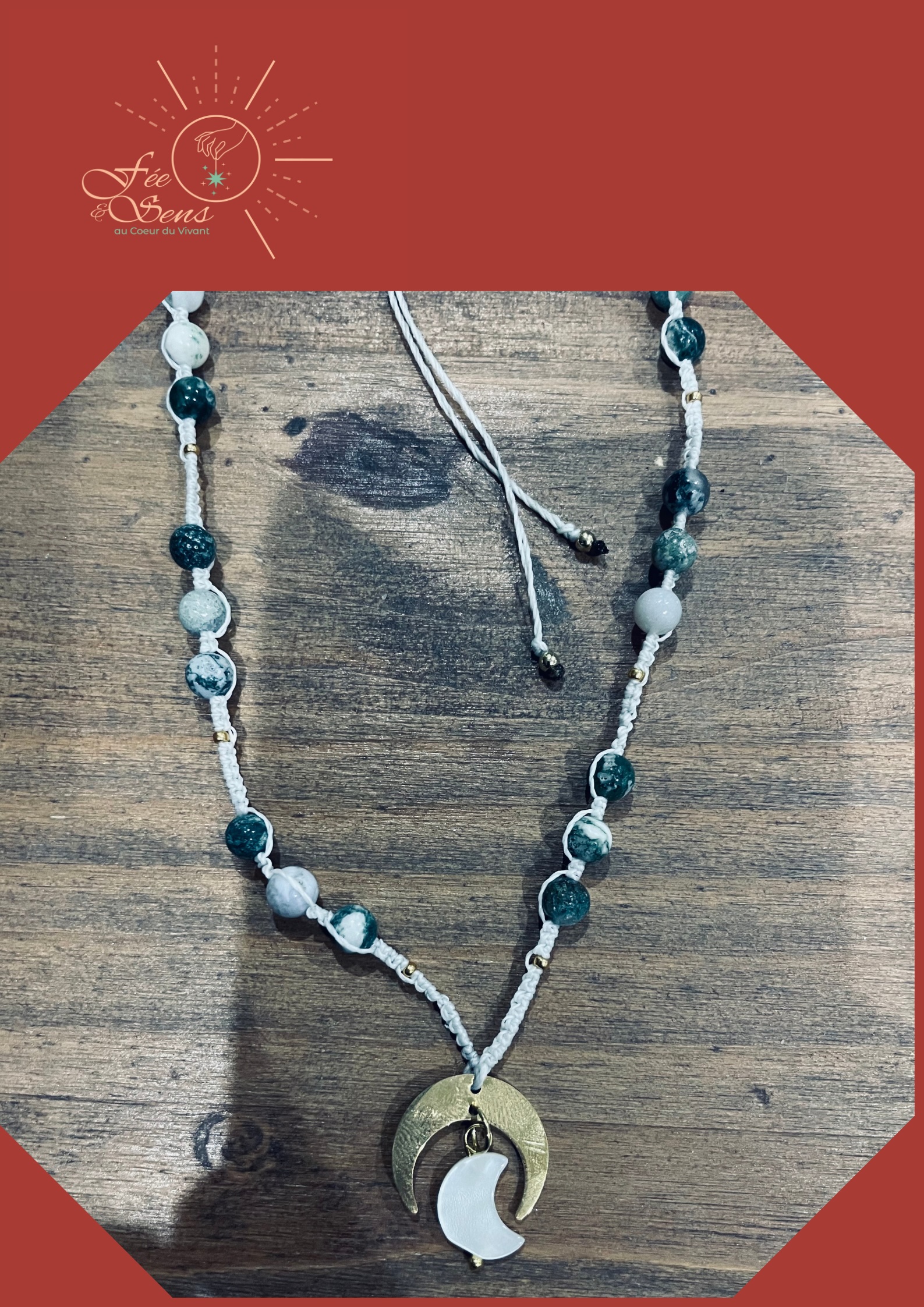 Collier Eclipse douce- Agate Mousse